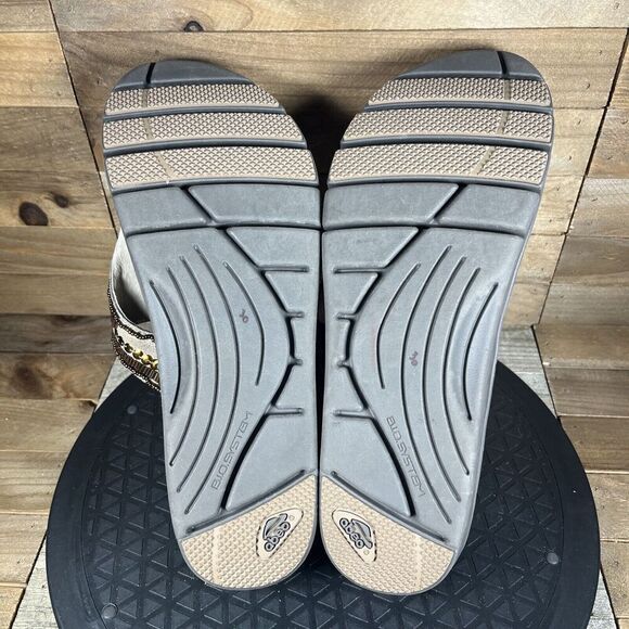 ABEO BioSystem Brown Beaded Flip Flops Platform Sandals Womens Size 11 - Picture 9 of 10